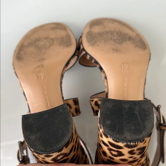 Giavito Rossi Calf Hair Leopard Print Sandals, Sz IT 39 (US 9) - Picture 8 of 9